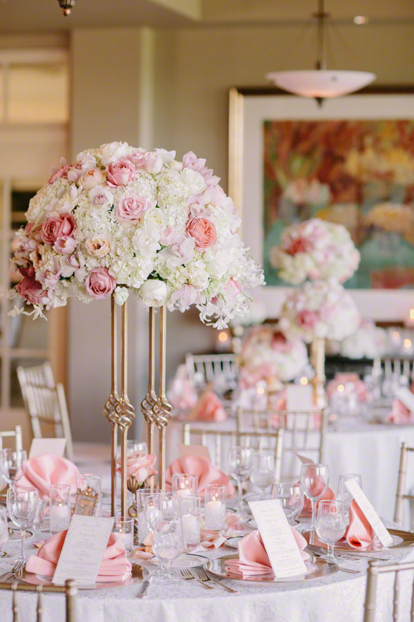 pink and white flower arrangements